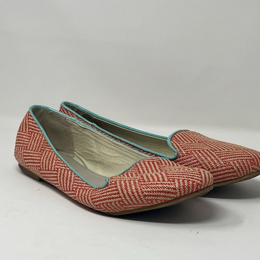 Aldo Heron Slip-on Loafer Woman's Ballet  Flats‎ Orange White Size 9